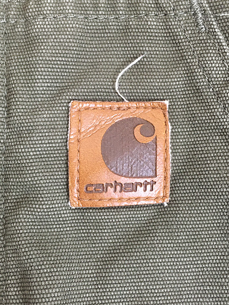 キッズ 古着 90s Carhartt 防寒 裏地キルティング オリーブ ダック ワーク アクティブ パーカー 4歳位 古着_画像7