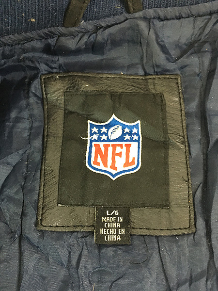 古着 NFL New England Patriots ペイトリオッツ パデット フェイクレザー ジャケット L 古着_画像9