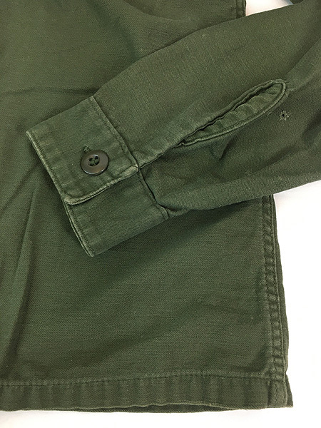 古着 70s 米軍 US 100% コットンサテン ミリタリー ファティーグ シャツ 15 1/2_画像4