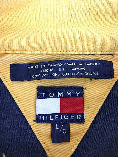 古着 90s TOMMY HILFIGER Navigator 紺×赤 バイカラー ハイネック ハーフジップ 長袖 Tシャツ L 古着_画像8