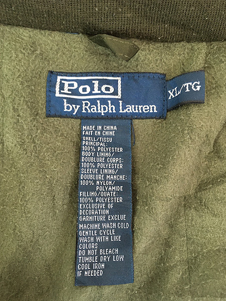 古着 Polo Ralph Lauren 裏地 フリース 2way パデット ジャケット オリーブ XL 古着の画像9