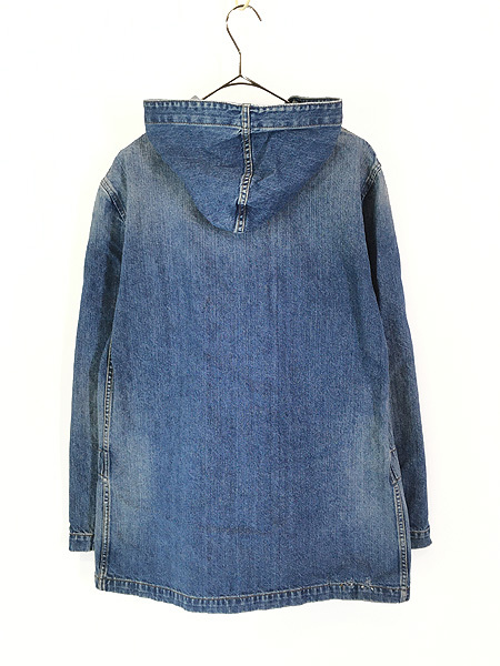 レディース 古着 90s LAUREN JEANS メタル トグルボタン デニム ダッフル フーディー コート ジャケット L 古着_画像3