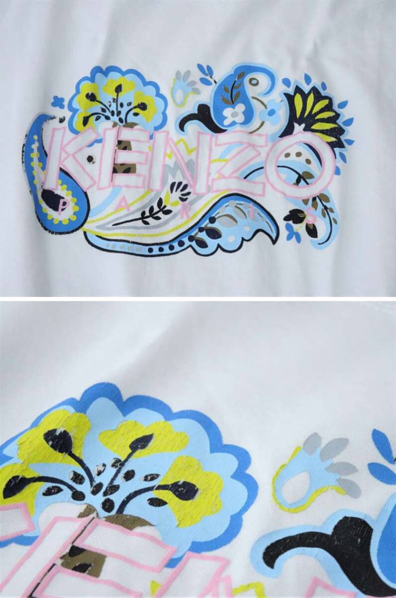 【KENZO｜ケンゾー】FITTED FIT ペイズリー ロゴ プリントTシャツ Logo Paisley Printed コットン 白 ホワイト Mの画像8