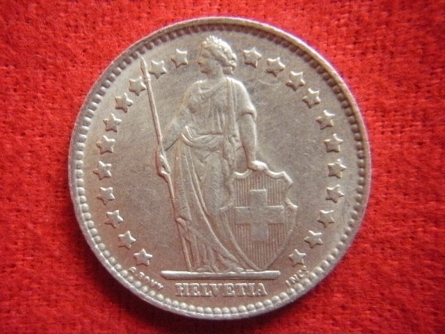 ☆世界の銀貨　HELVETIA (SWITZERLAND) 1 FRANC 1920-B / 1964-B (.835 silver)　外径約 23.2/23.2㎜　量目約 4.98/4.99g　中古並美品～_画像6