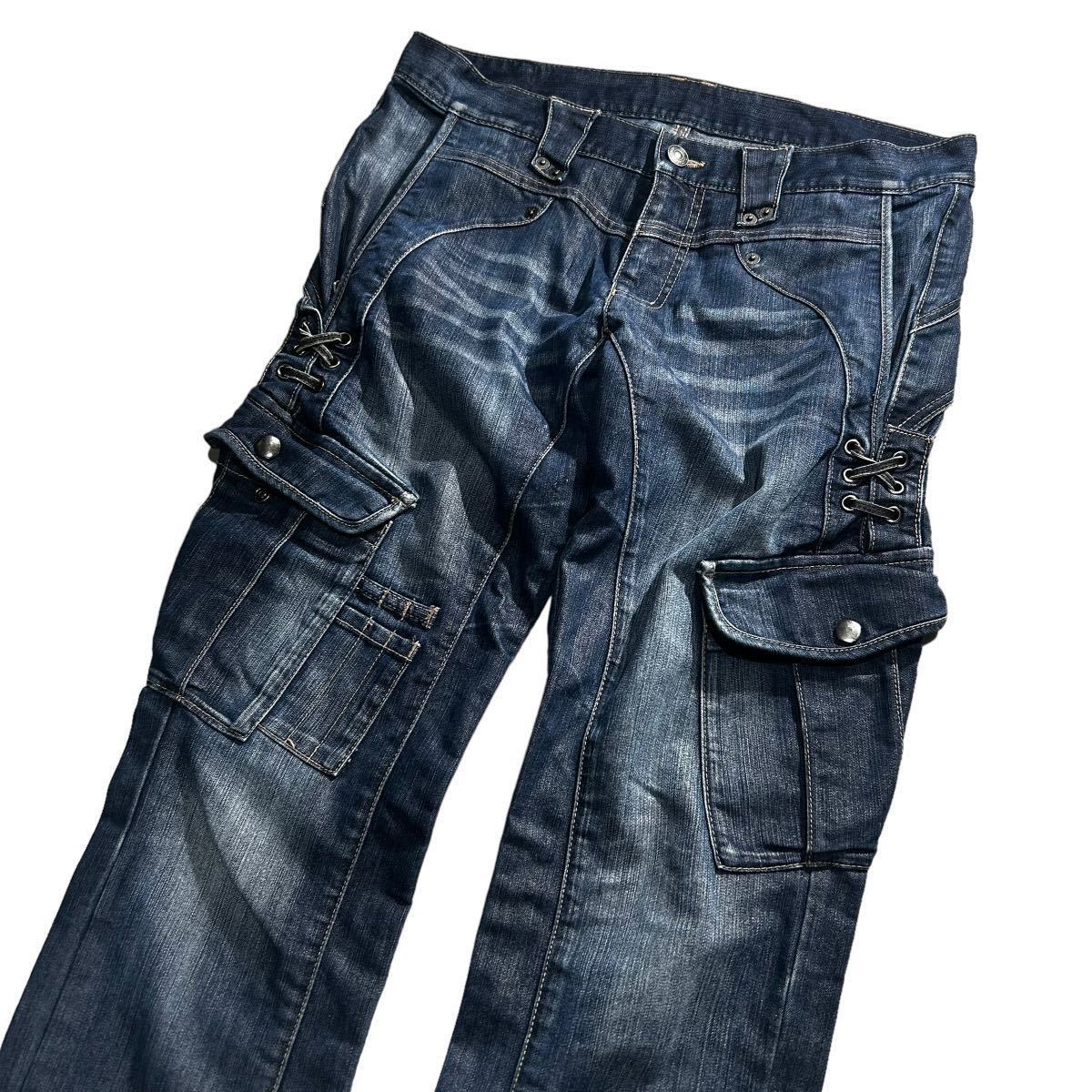 00s PPFM lace cargo denim trousers archive PEYTON PLACE FOR MEN collection design japan ピーピーエフエム jeans pants 90s rare _画像2