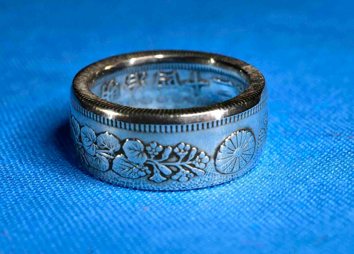 古銭　旭日50銭銀貨で指輪お作りします