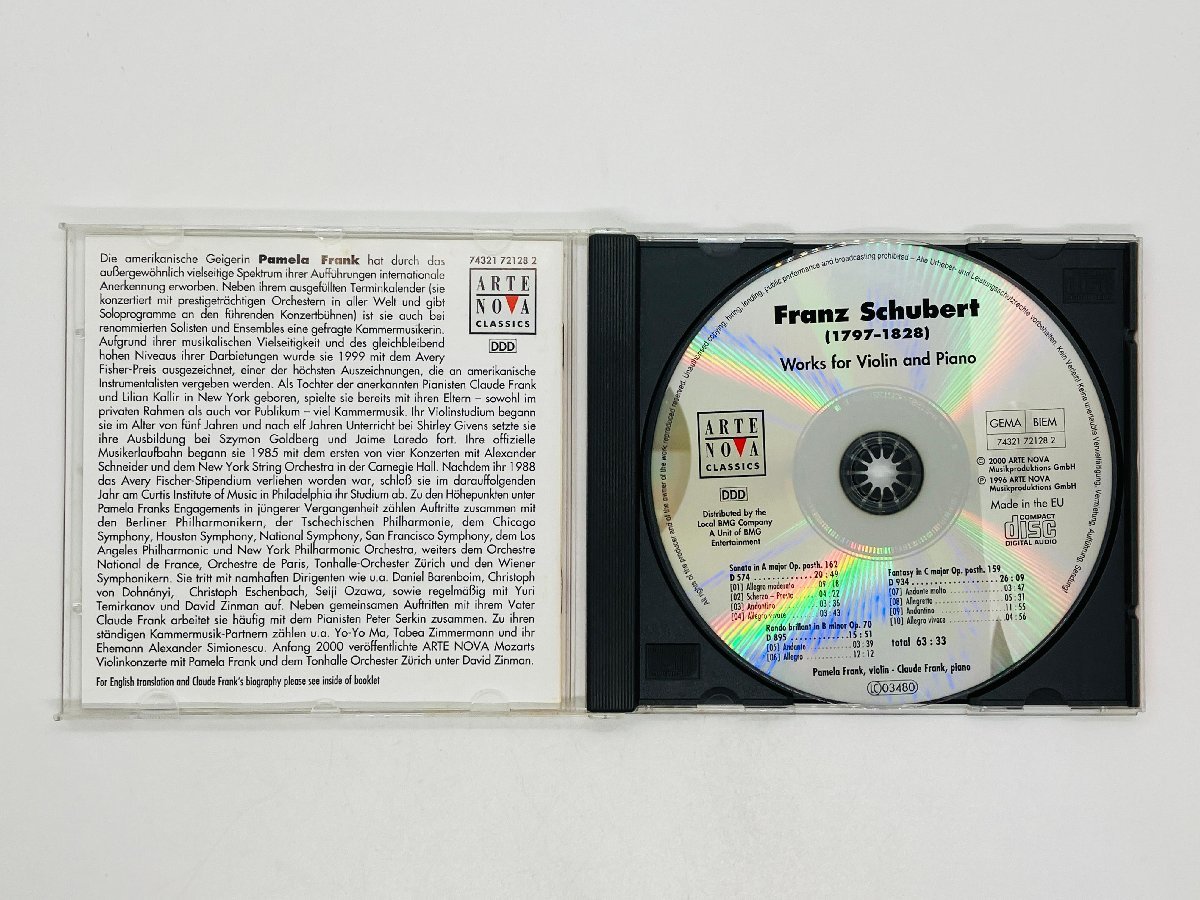 即決CD パメラ フランク / FRANZ SCHUBERT : WORKS FOR VIOLIN AND PIANO / Pamela & Claude Frank EU盤 74321 72128 2 Z22_画像3