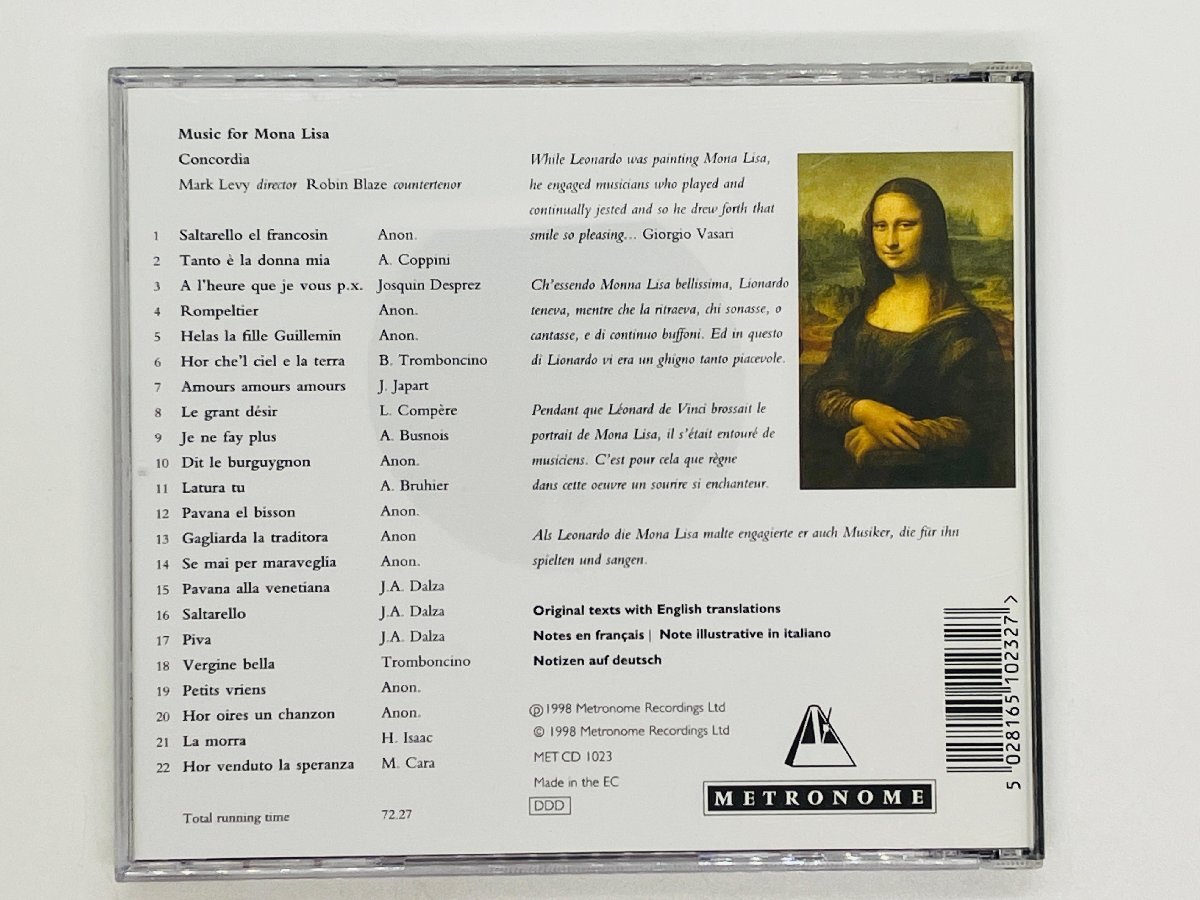 即決CD Music for Mona Lisa / Cara , Usaac , Josquin , Trombonvino MET 023 Y02_画像2