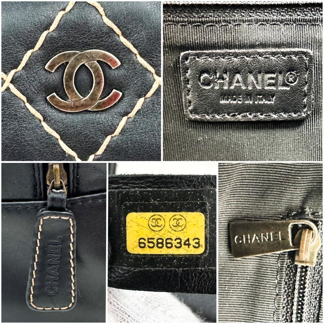 【極美品】CHANEL シャネル ワイルドステッチ ハンド ミニボストンバッグ （シリアル有り）の画像9