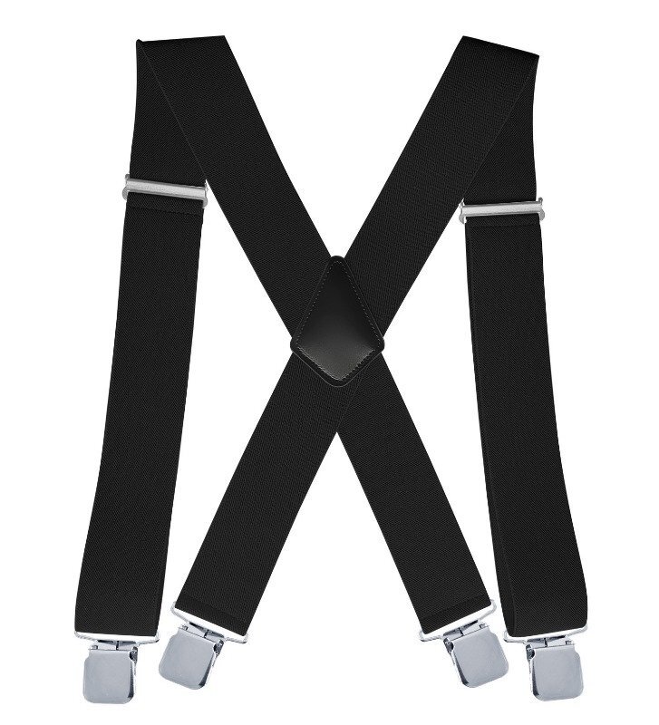 【新品】 極太 ワイド サスペンダー X型 太さ5センチ 幅広クリップ X-Back Pant Suspenders ブラック 黒色【送料無料】_画像1