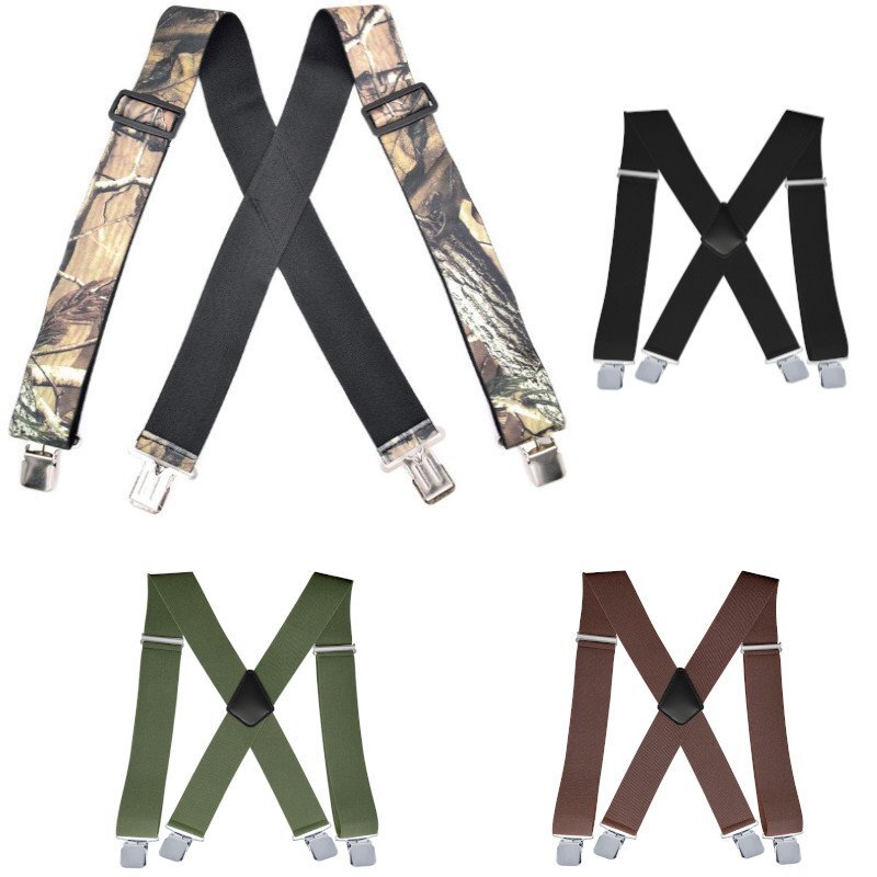 【新品】 極太 ワイド サスペンダー X型 太さ5センチ 幅広クリップ X-Back Pant Suspenders ツリーカモ（迷彩）色【送料無料】の画像2