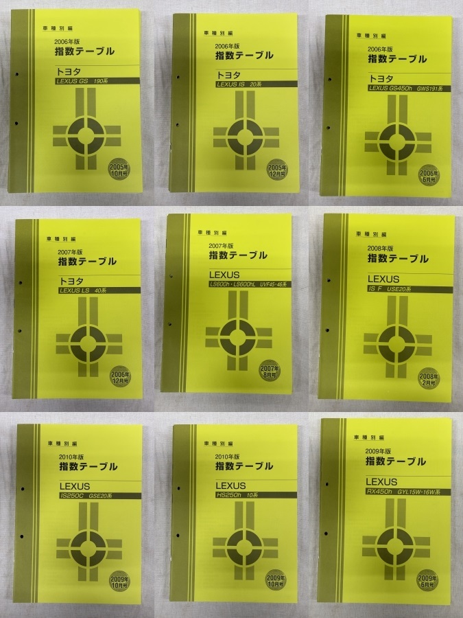 指数テーブル 自研センター / レクサス 2005年～2012年 12冊 / 使用感あります / 他メーカーも出品中です_画像2