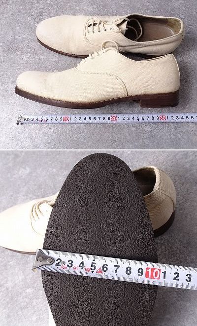 JIL SANDER ジルサンダー キャンバス レザー シューズ 短靴 イタリア製 ナチュラル/オフホワイト メンズ (9) ●o-882_画像6