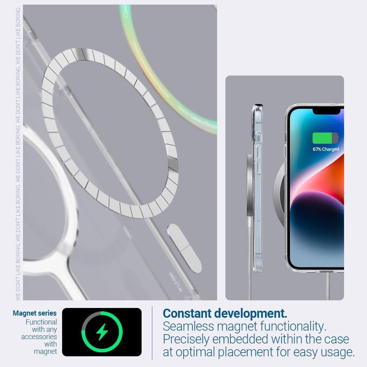 Caseology iPhone 14 Plus 用 ケース MagSafe対応 クリア TPU PC 透明感 耐久性 カメラ保護 耐衝撃 指紋防止 カペラMag - クリアホワイト_画像7