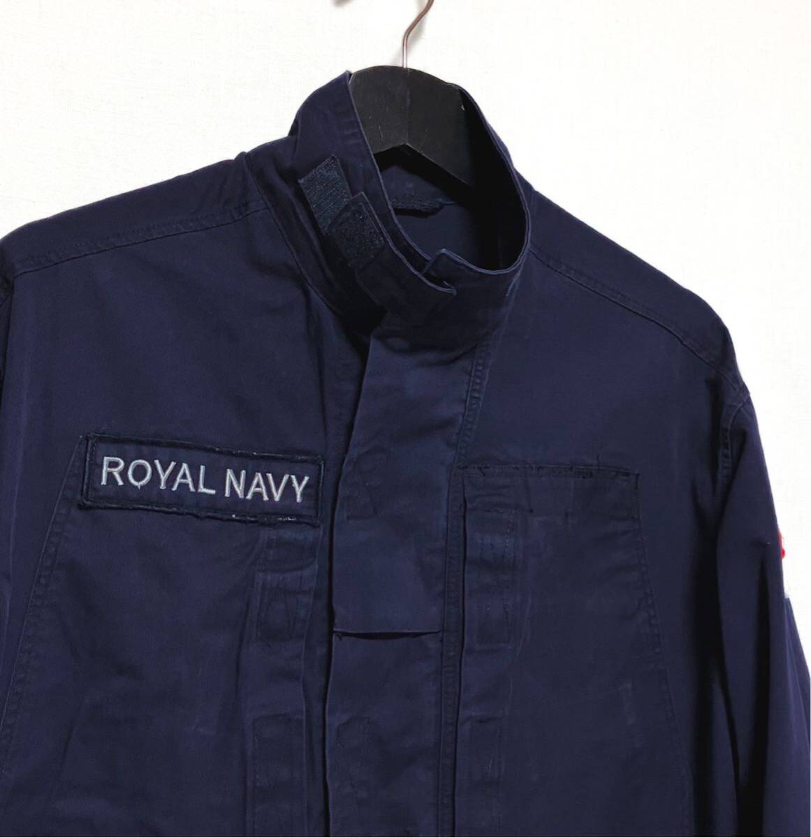 イギリス軍 コンバット ジップアップ シャツ ジャケット 170 ワッペン付き ロイヤルネイビー ホワイトエンサイン RAF ユーロ ヴィンテージ_画像2