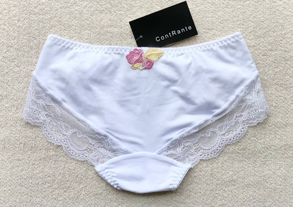 ContRante ショーツ Mサイズ 薔薇刺繍 ピンク＆ブラック＆ホワイト 3枚セット_画像7
