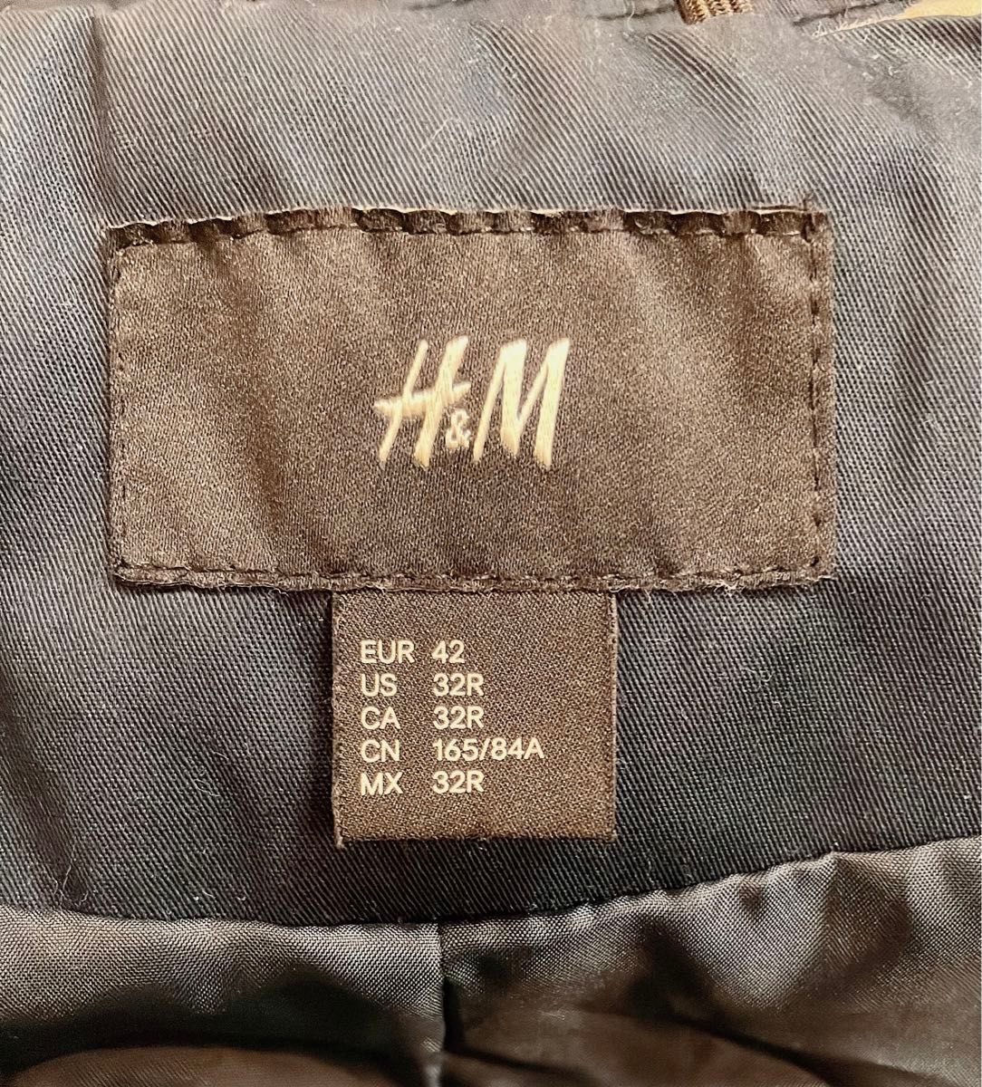 H&M メンズ ジャケット ショートダッフル ブルゾン レインパーカー 美品 マウンテンパーカー 薄手 防風 無地 オシャレ