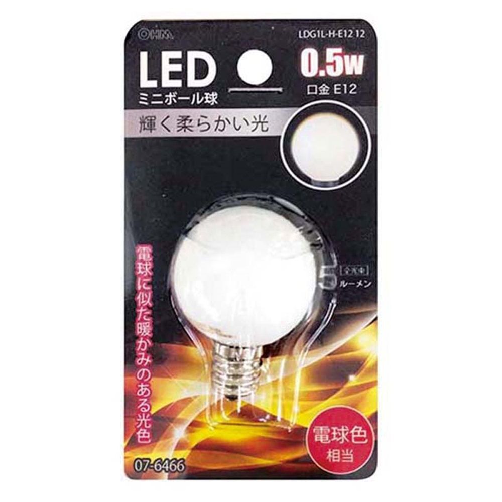 LEDミニボール球装飾用 G30/E12/0.5W/15lm/電球色相当 LDG1L-H-E1212_画像1