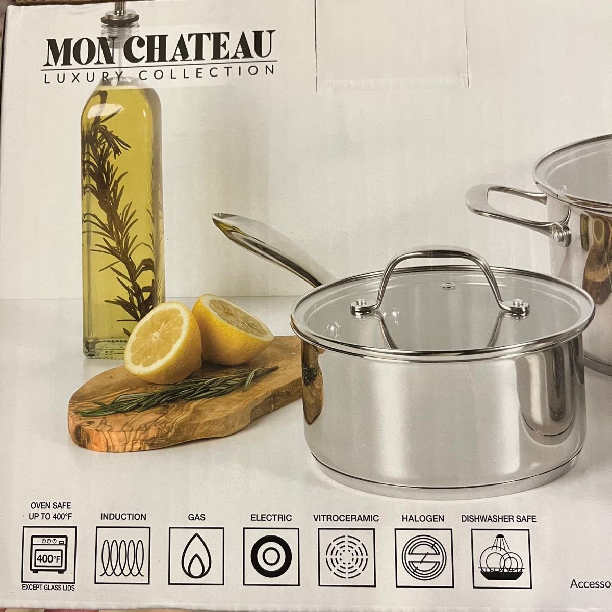 MON CHATEAU モンシャトー　ラグジュアリーコレクション　ステンレスクックウェアー5PC フライパン　 両手鍋　片手鍋