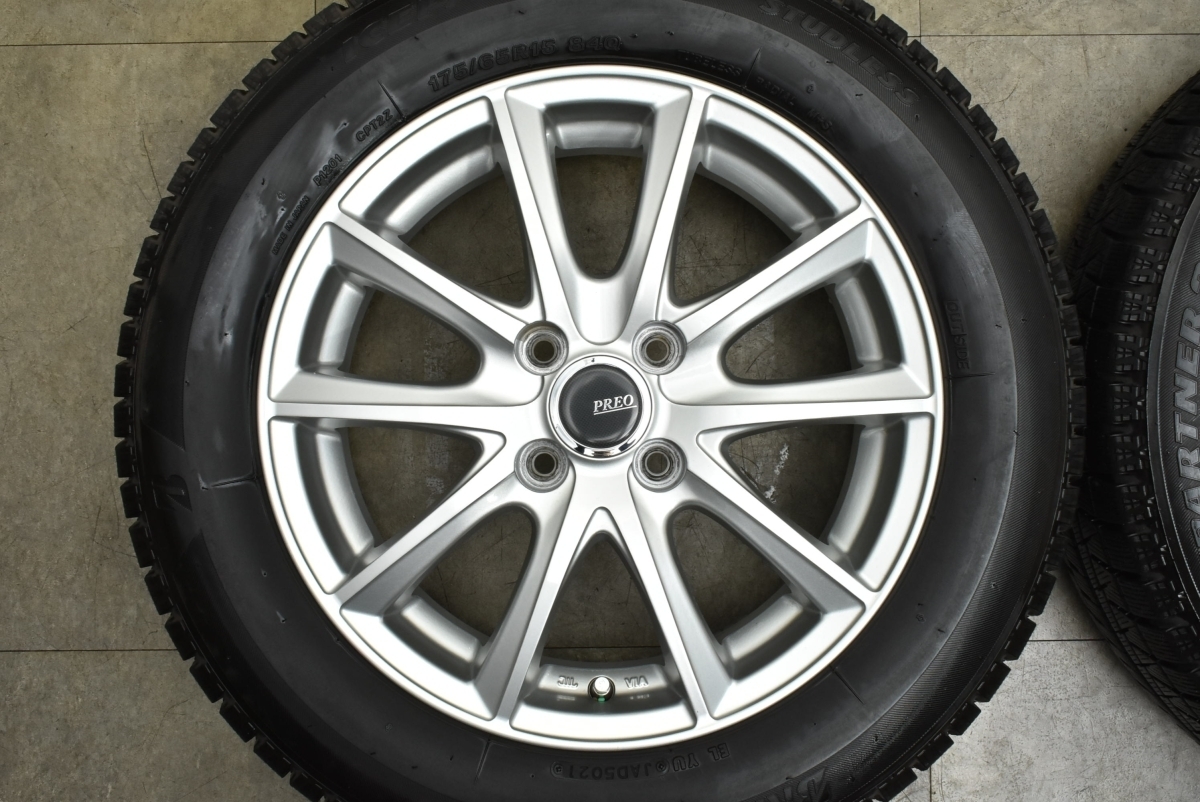 【良好品】PREO 15in 5.5J +42 PCD100 ブリヂストン アイスパートナー2 175/65R15 アクア ヤリス ヴィッツ フィット スイフト 即納可能_画像3