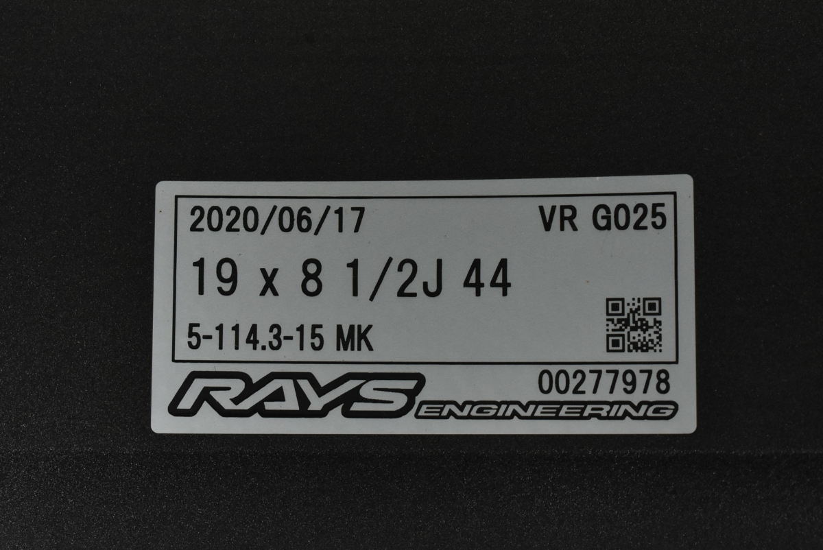 【鍛造 美品】RAYS VOLK RACING G025 19in 8.5J +44 PCD114.3 レヴォーグ WRX STI S4 スカイライン RX-8 アコード アテンザ ランエボ_画像8