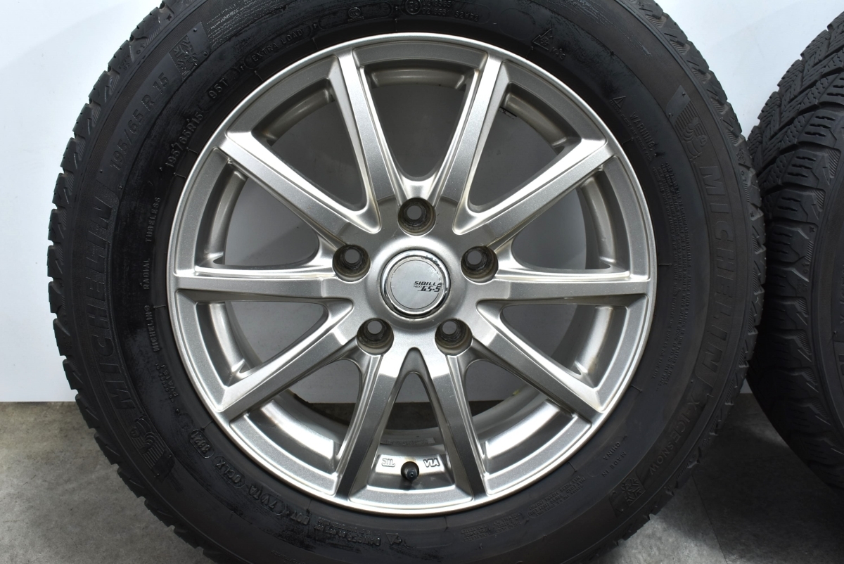 【程度良好品】シビラ 15in 6J +43 PCD114.3 ミシュラン X-ICE SNOW 195/65R15 ノア ヴォクシー ステップワゴン セレナ リーフ 送料無料_画像5