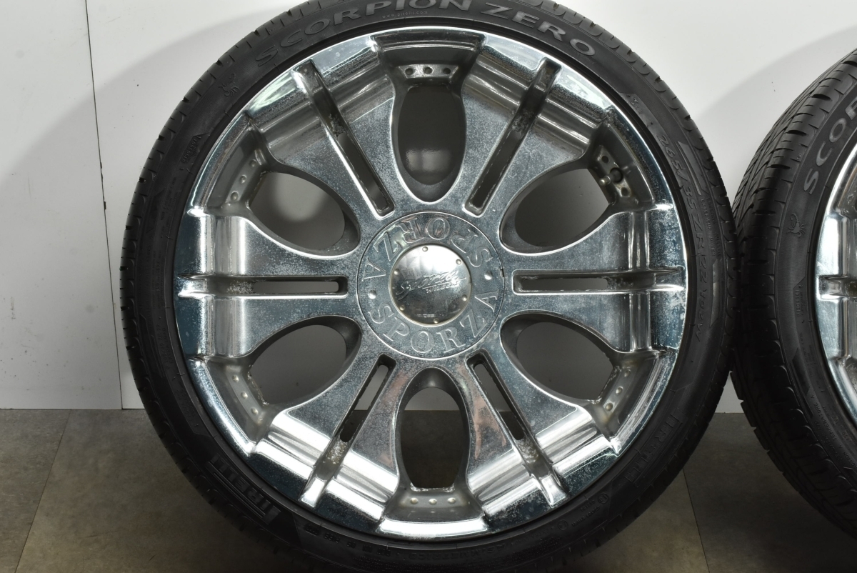 【希少サイズ 大口径】SPORZA 22in 9.5JJ+10 PCD115 5穴 ピレリ スコーピオンゼロ 265/35R22 クライスラー 300C メッキ 即納可能 送料無料_画像5