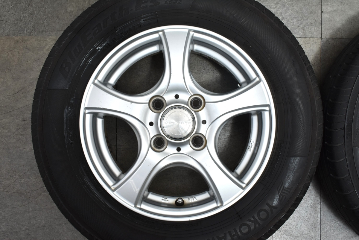 【程度良好品】Violento 13in 4.00B +42 PCD100 ヨコハマ ブルーアース ES32 145/80R13 N-BOX N-ONE ワゴンR アルト タント ミラ ムーヴ_画像3