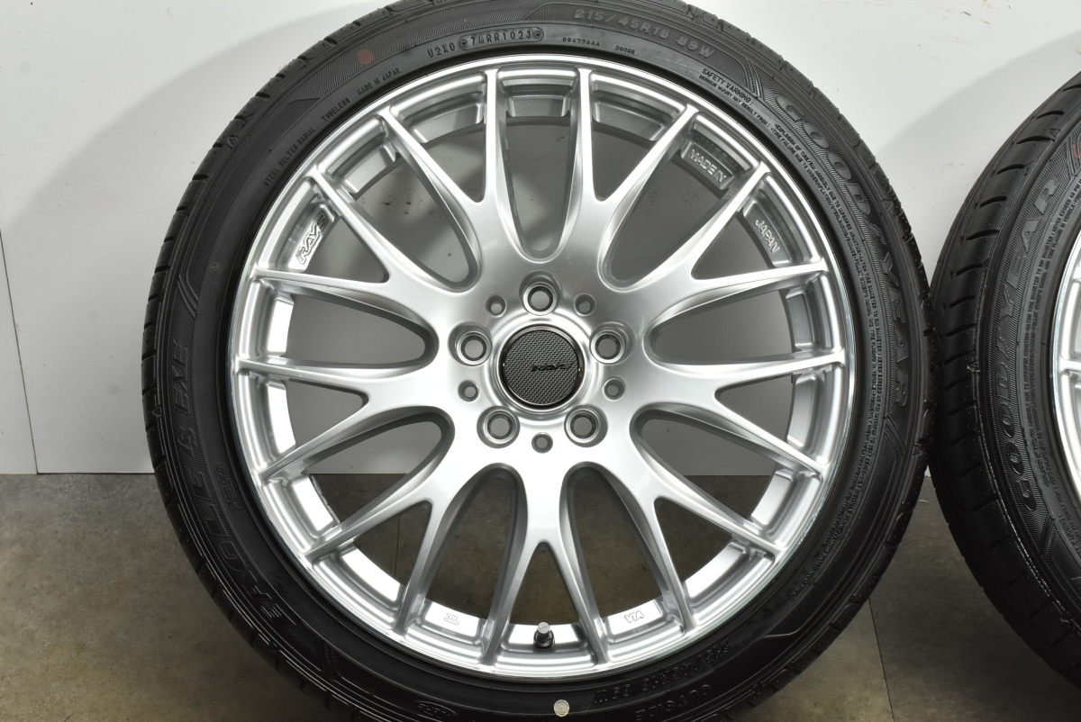 【バリ溝 美品】RAYS ホムラ 2×9 18in 7.5J +45 PCD114.3 2023年製 グッドイヤー 215/45R18 ノア ヴォクシー ステップワゴン_画像5