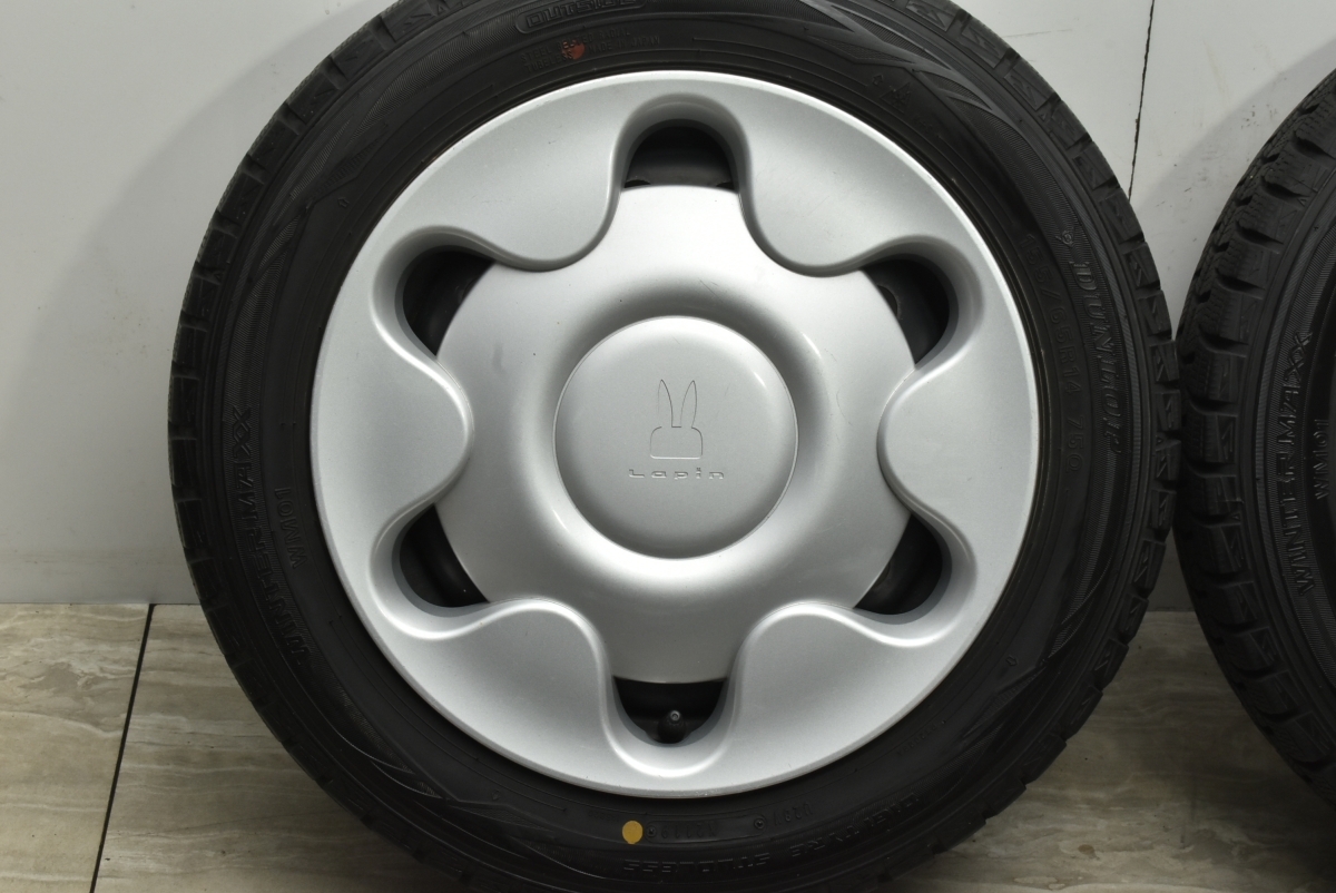 【バリ溝】ダイハツ ラパン 純正 14in 4.5J +45 PCD100 ダンロップ ウィンターマックス WM01 155/65R14 アルト ワゴンR MRワゴン 即納可能の画像5