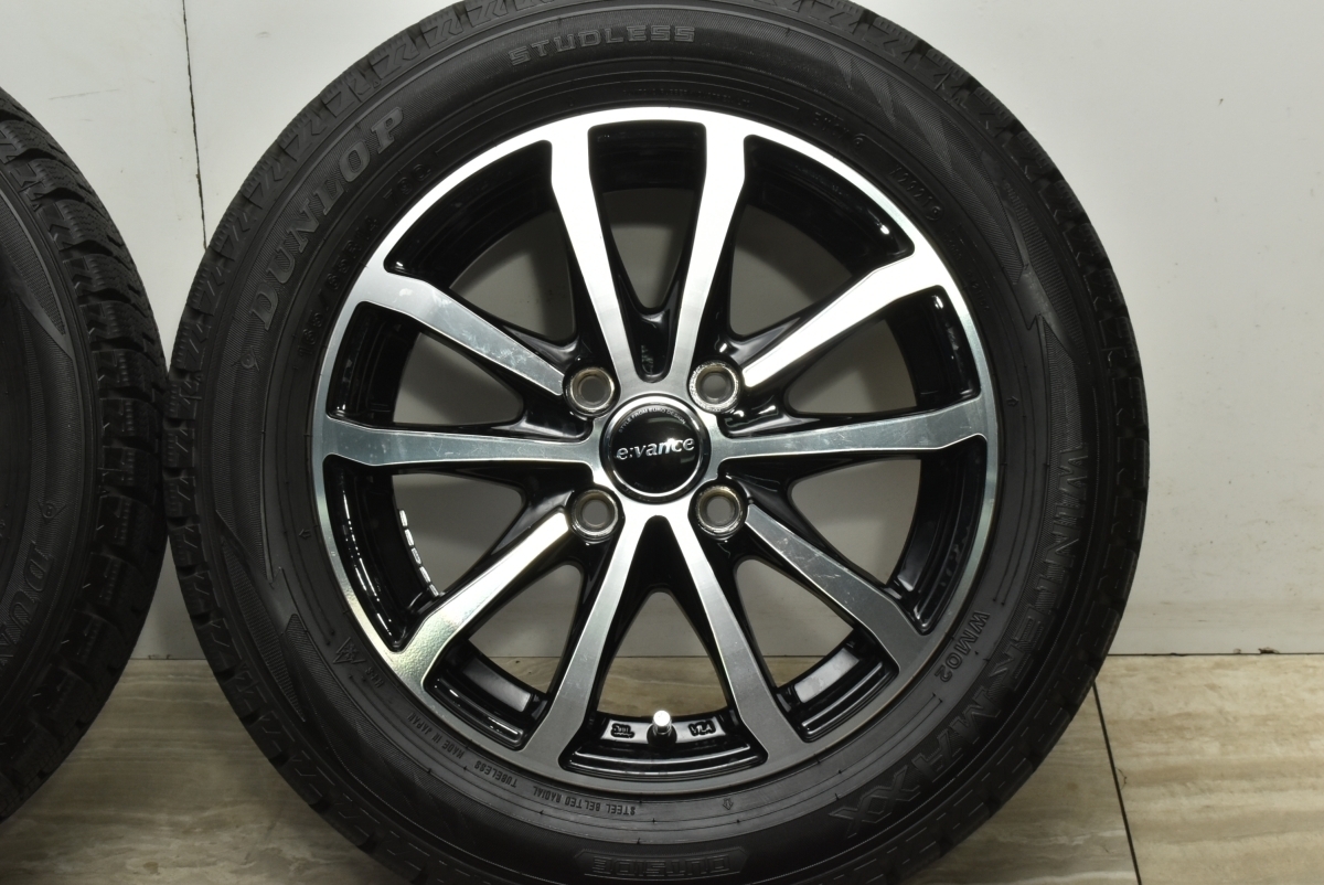 【バリ溝】e:VANCE 14in 4.5J +45 PCD100 ダンロップ ウィンターマックス WM02 165/65R14 デリカD:2 プレオ アトレー ソリオ 即納可_画像5