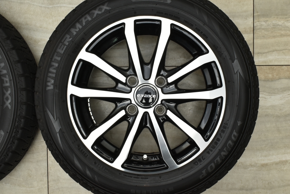 【バリ溝】e:VANCE 14in 4.5J +45 PCD100 ダンロップ ウィンターマックス WM02 165/65R14 デリカD:2 プレオ アトレー ソリオ 即納可_画像3