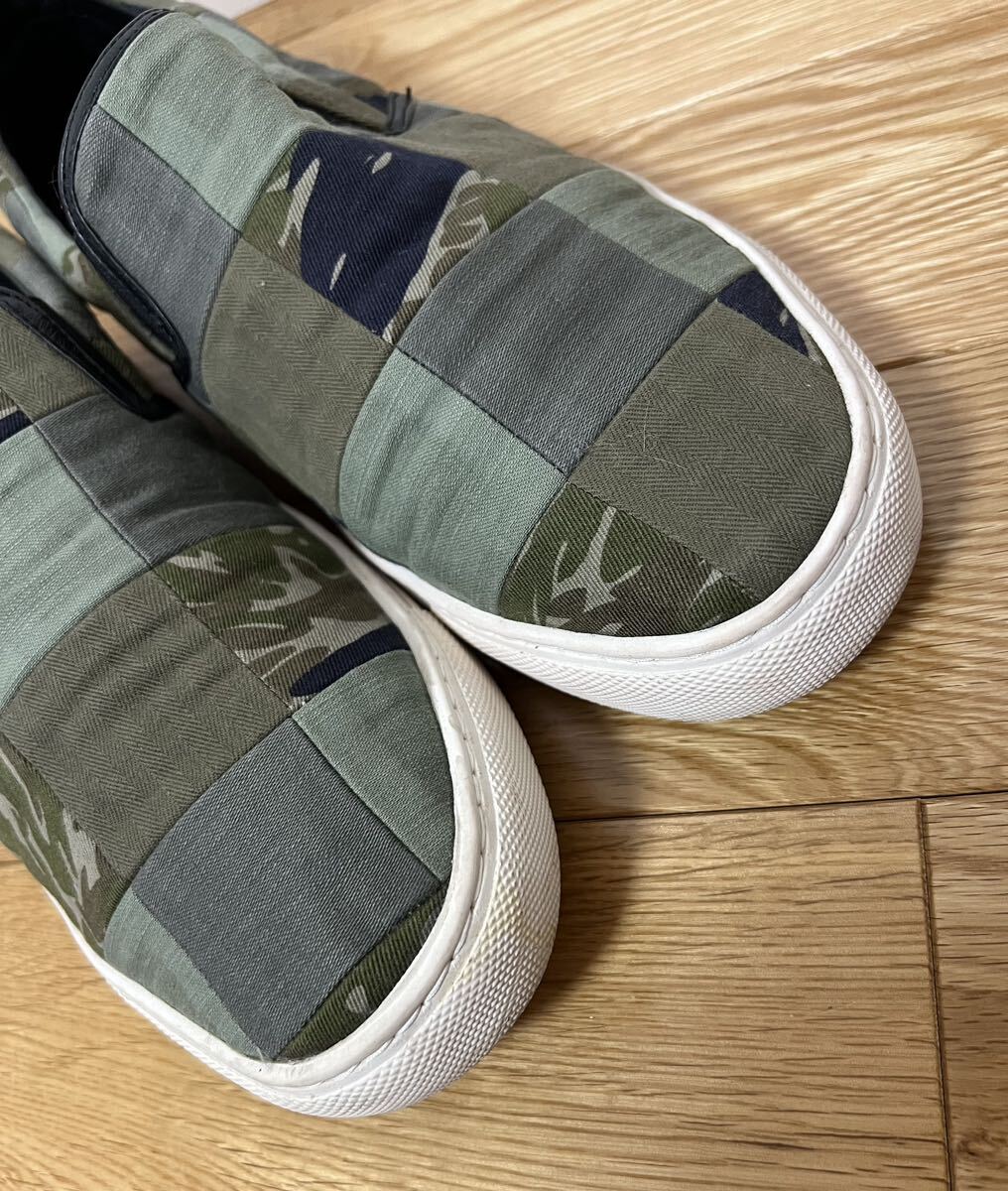 [1piu1uguale3] 17SS 定価60,500 remake slip on real military fabric リアルミリタリーパッチワーク スリッポン スニーカー 8 日本製_画像3