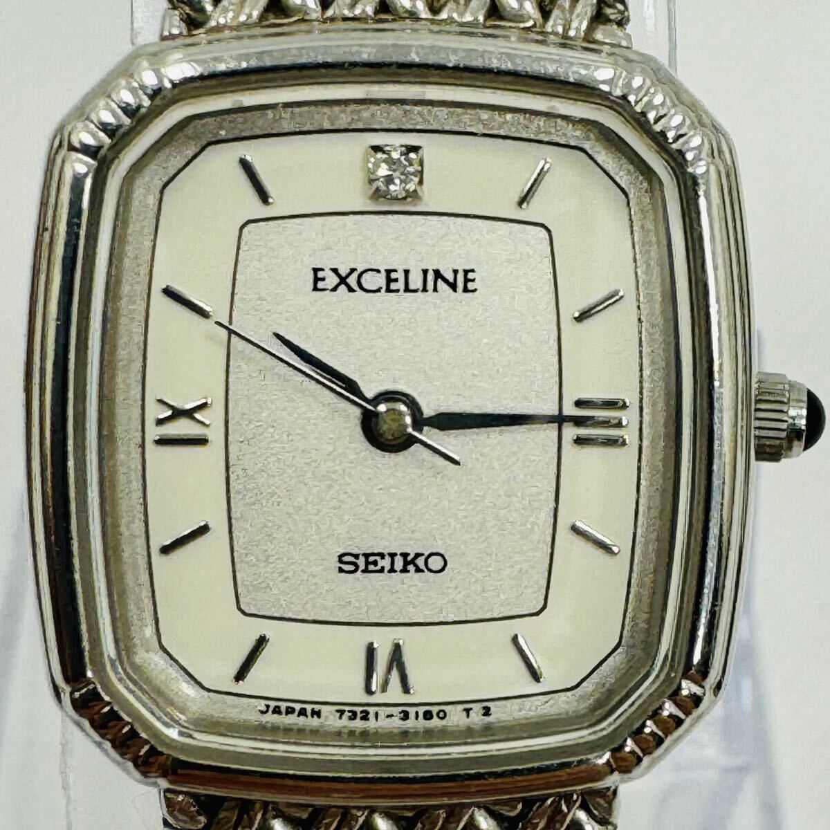 3636 * 1 иен старт * SEIKO Seiko Exceline Exceline 7321-6600 серебряный камень есть наручные часы женский часы батарейка заменен 