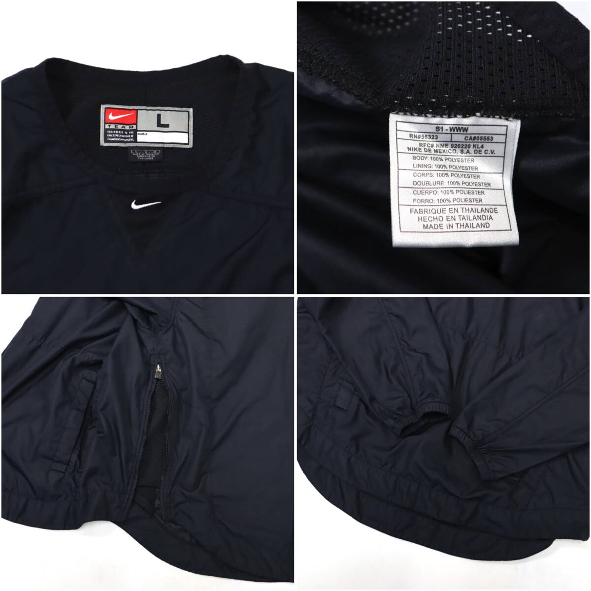 [L] Y2K Nike ナイロン プルオーバー ジャケット ブラック 黒 ナイキ センタースウッシュ ロゴ ビンテージ vintage 90s 00s_画像4