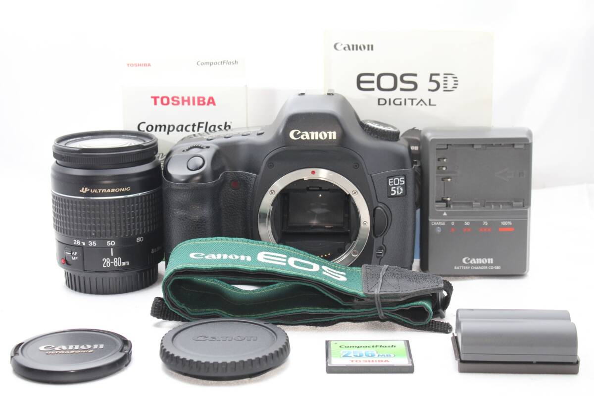 ★【限定！美品 スターティングセット CFカード付】 Canon EOS 5D フルサイズ ボディ★ EF28-80mm F3.5-5.6 V USM 取説付き_画像1