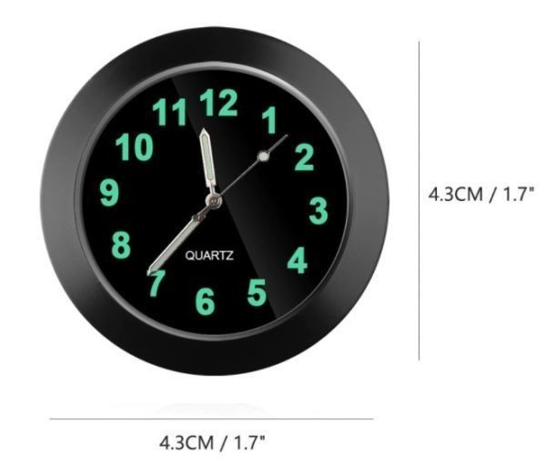 車載 簡単取り付け 時計 クロームブラック 黒 車内 カークロック 発光 自動車 クォーツ アクセサリー カスタム 電池式 コンパクト アナログ_画像5