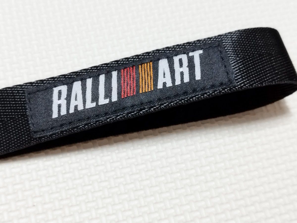 RALLIART キーホルダー ブラック ストラップ ラリーアート MITSUBISHI 三菱 ランサー ランエボ デリカ EK