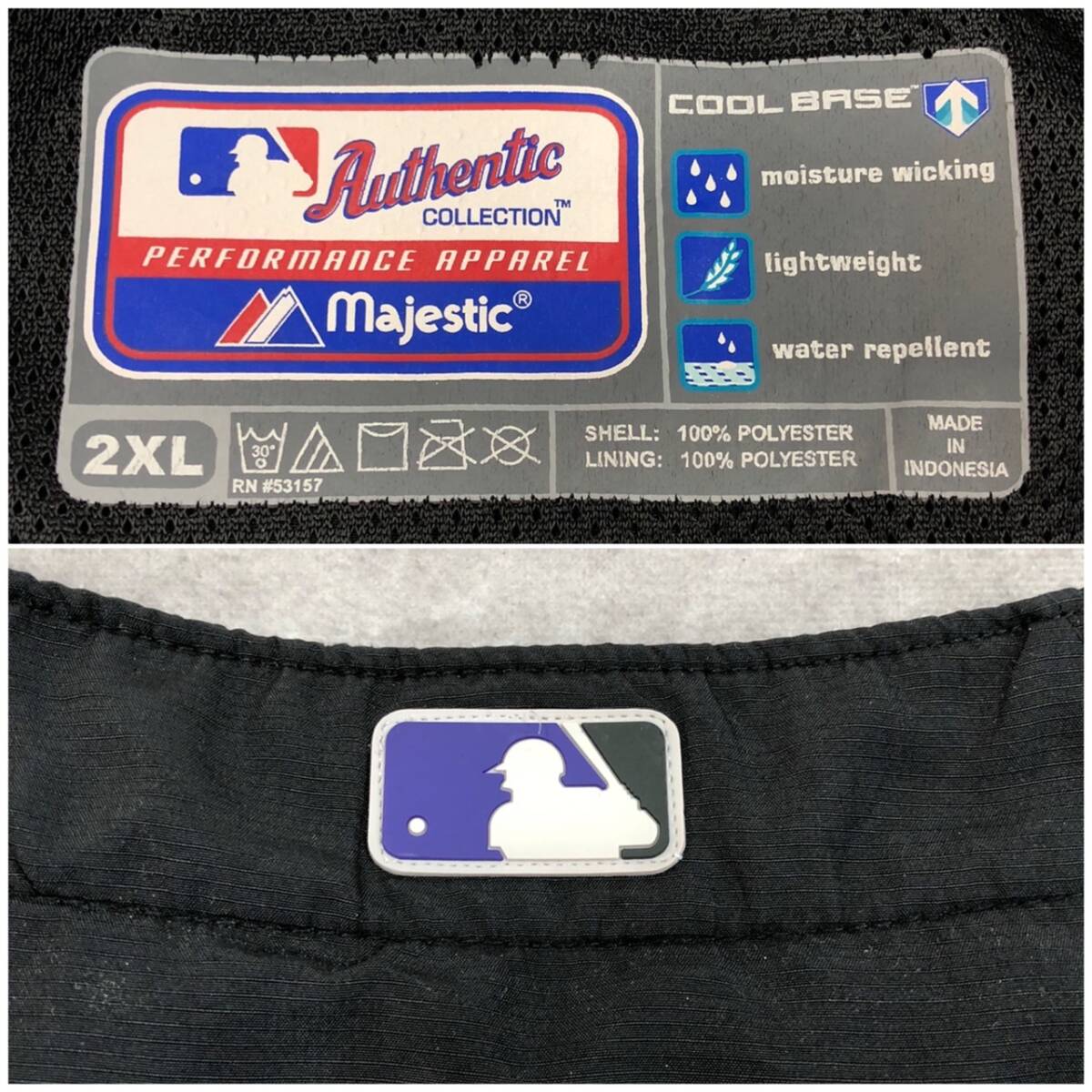 1円出品 Majestic マジェスティック MLB コロラド ロッキーズ 刺繍ロゴ チームロゴ ハーフジップ ナイロンジャケット_画像8