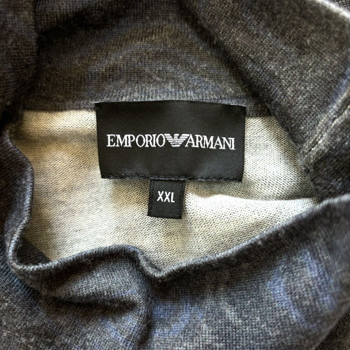 極美品/XXLサイズ◎エンポリオ アルマーニ EMPORIO ARMANI 極上カシミヤ混 マーブル柄 イーグルロゴ ハイネック ニット セーター 長袖 3L_画像8