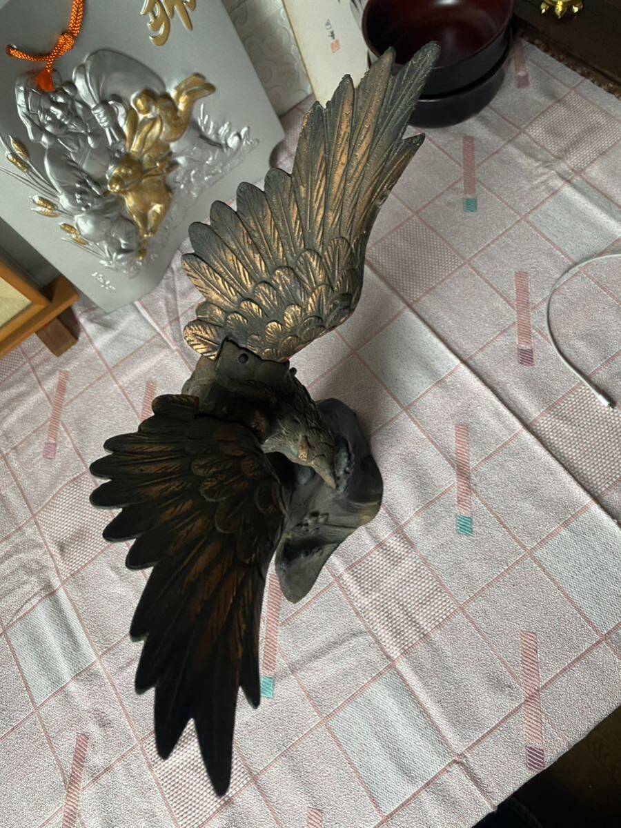 鷹 たか 金属製品 鷲 ワシ 鳥 猛禽類 動物 鉄 彫刻 アート 金属製 置物 アンティーク_画像5