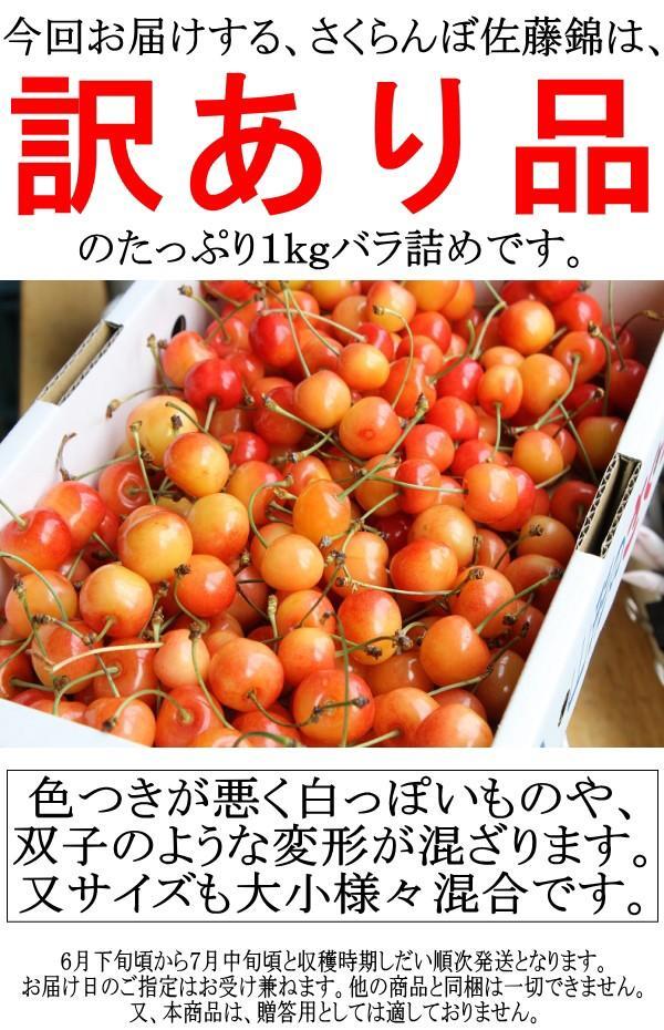 3個出品 ご予約 訳あり 色薄 山形県産 さくらんぼ 佐藤錦 サイズ 不定 1kg 産地直送 6月末から順次出荷 さんきん1円_画像5