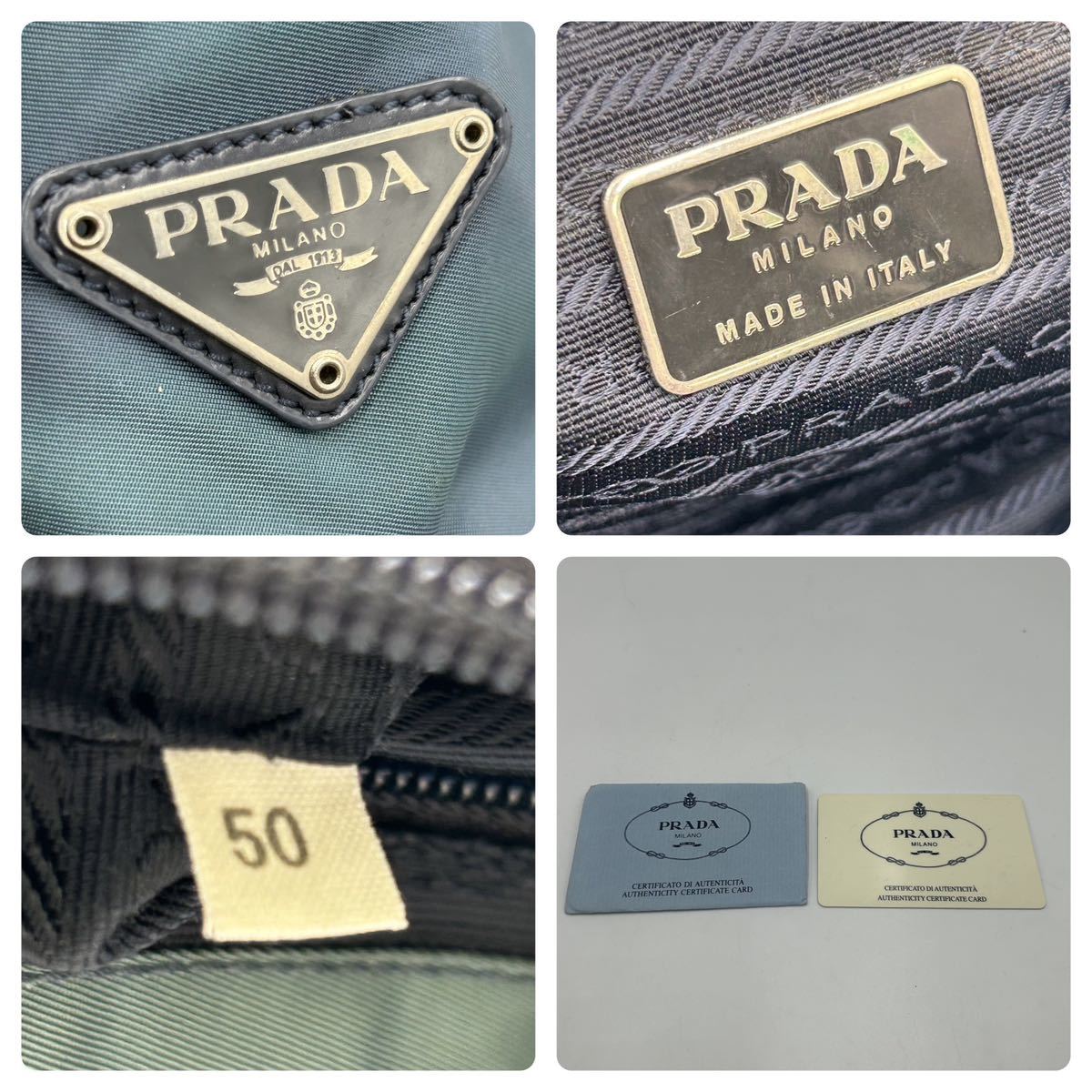 1円〜　【美品】　PRADA プラダ　ナイロン　バッグパック　リュックサック　カーキ　緑　白タグ　三角ロゴ　K276_画像9