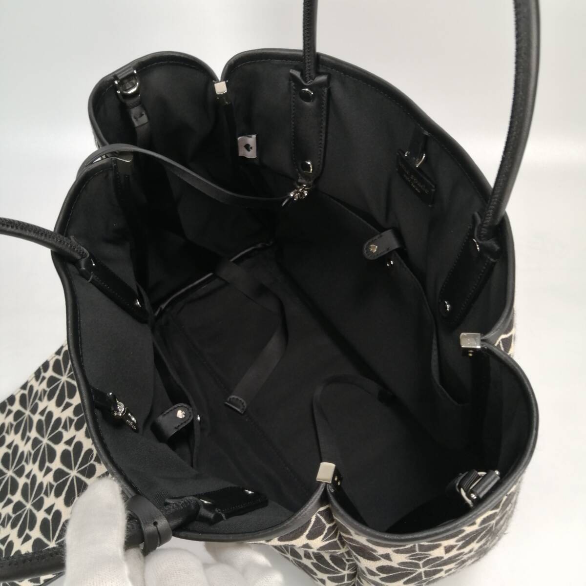 Kate Spade トートバッグ エブリシング ミディアム トート PXRUB289 0081 フラワー ジャガード ポーチ ショルダー紐 付属 ケイトスペード_画像7