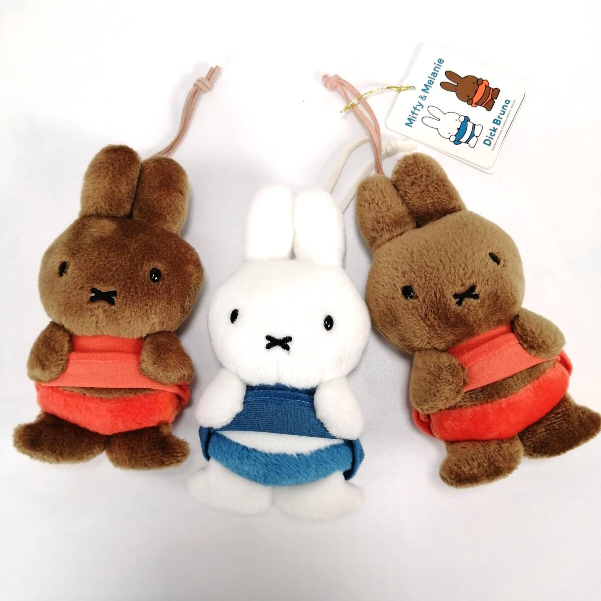 まとめ miffy おなか出し ミッフィー メラニー 3点 セット マスコット ぬいぐるみ 全長15㎝ ミッフィー お腹出し セキグチ Dick Brunaの画像1