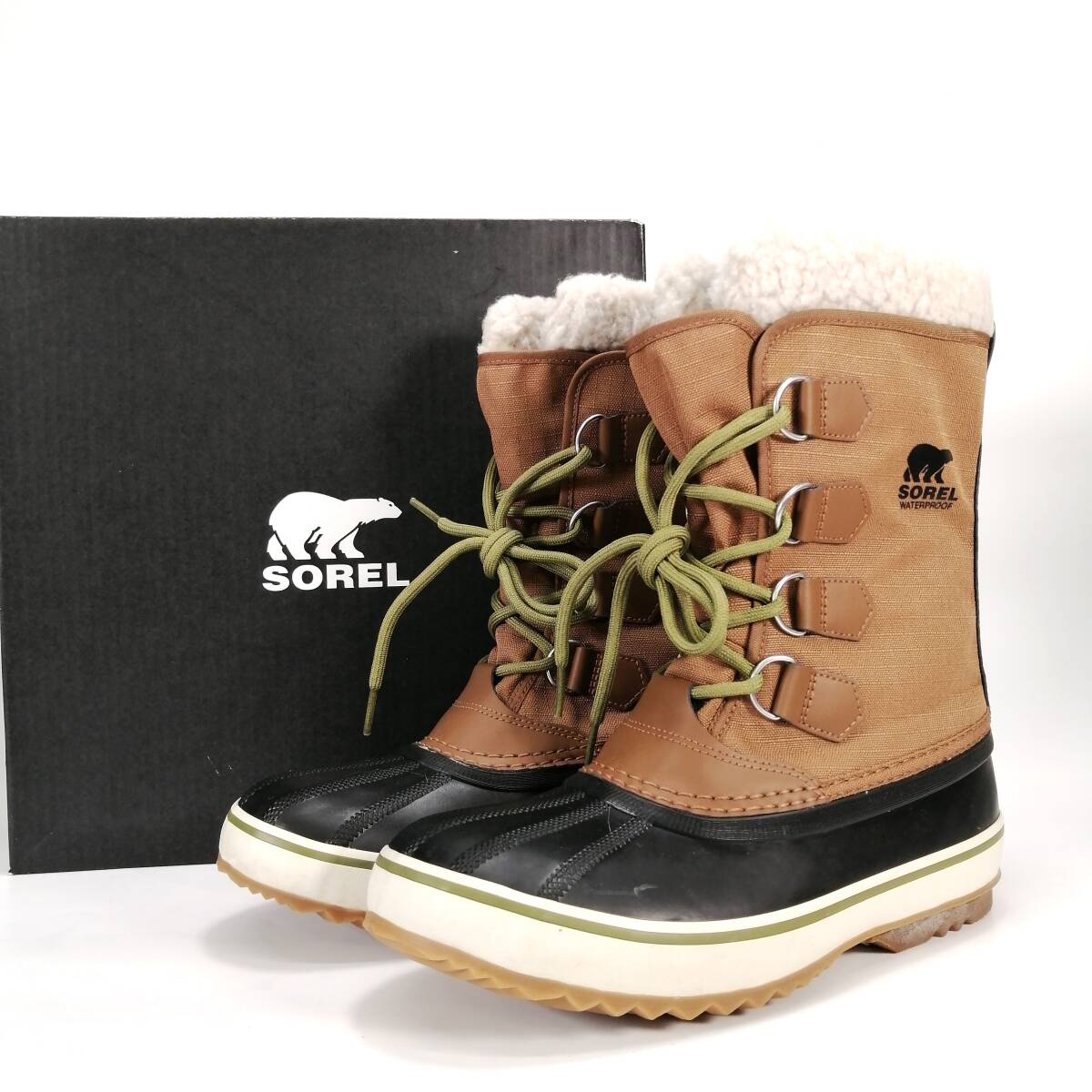 未使用 SOREL ソレル 1964 Pac Nylon パックナイロン 8 26cm NUTMEG black キャメル×ブラック系 メンズ スノーブーツ 靴 元箱付 _画像1