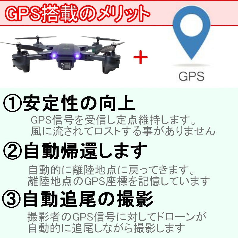 初心者用 高性能 ドローン カメラ付！ GPS ハイグレード機 飛行機 カメラ搭載 空撮 動画 広角 高画質 WIFI FPV 航空写真 折畳み式 A6G-B2_画像6
