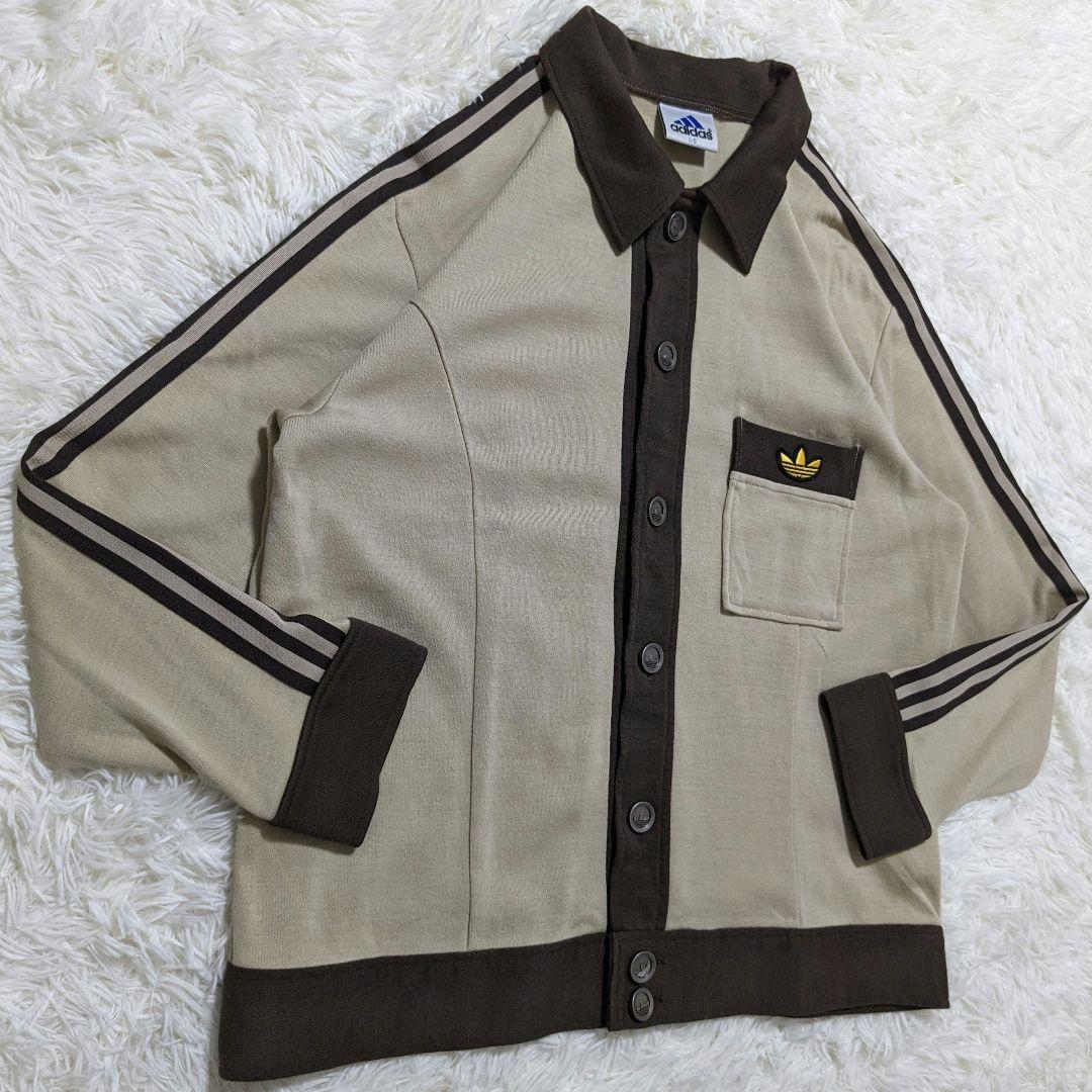 激渋 極美品】70s〜80s アディダス デサント製 襟付き メタル 激渋 極美品】70s〜80s アディダス デサント製 襟付き メタル