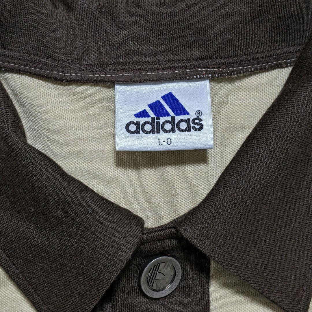激渋 極美品】70s〜80s アディダス デサント製 襟付き メタル 激渋 極美品】70s〜80s アディダス デサント製 襟付き メタル