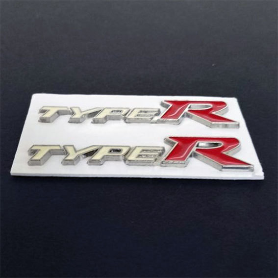 TYPE R （タイプ R)  ３D金属ステッカー ホワイト（白） 小さめ 2枚セットの画像2